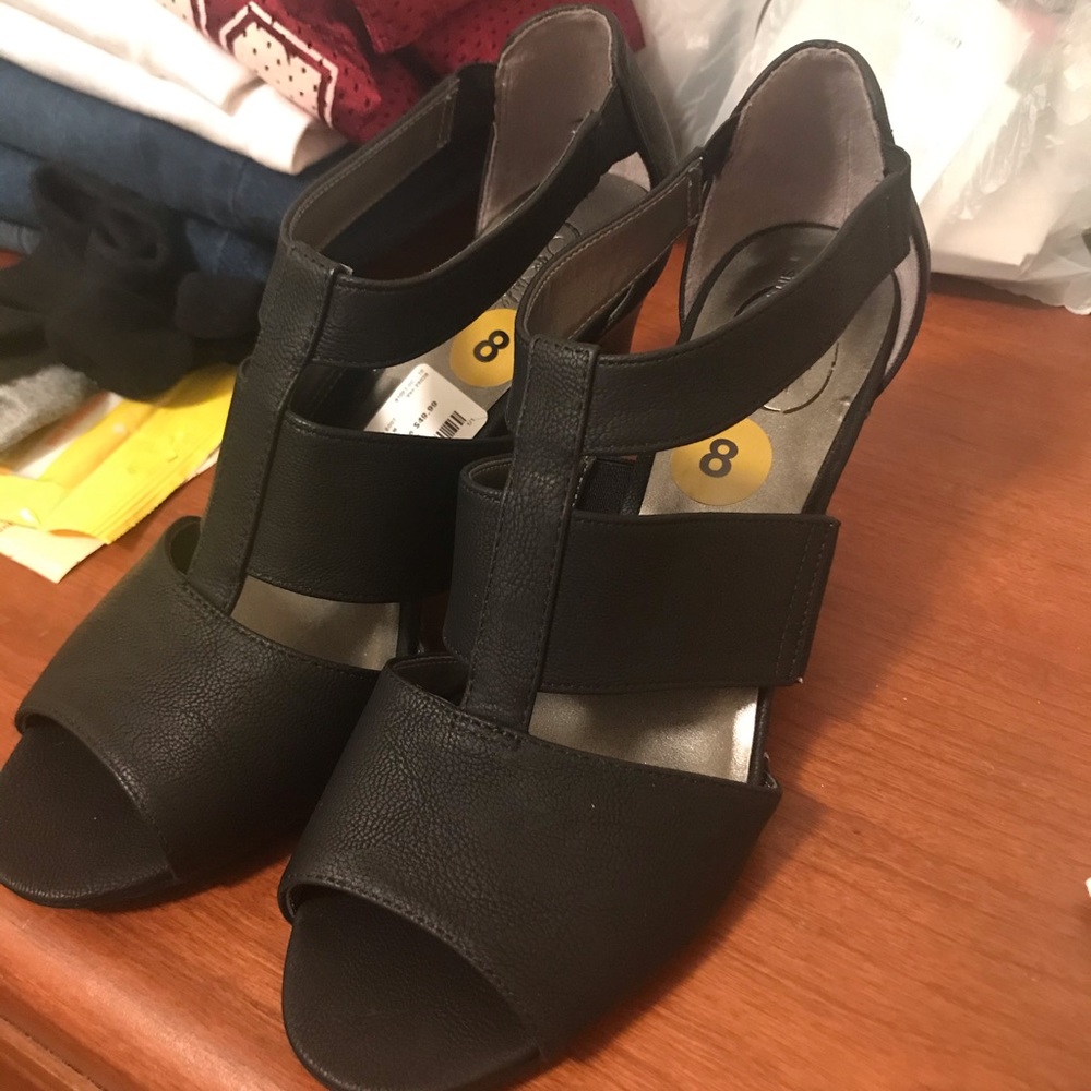 Black opentoe heels
